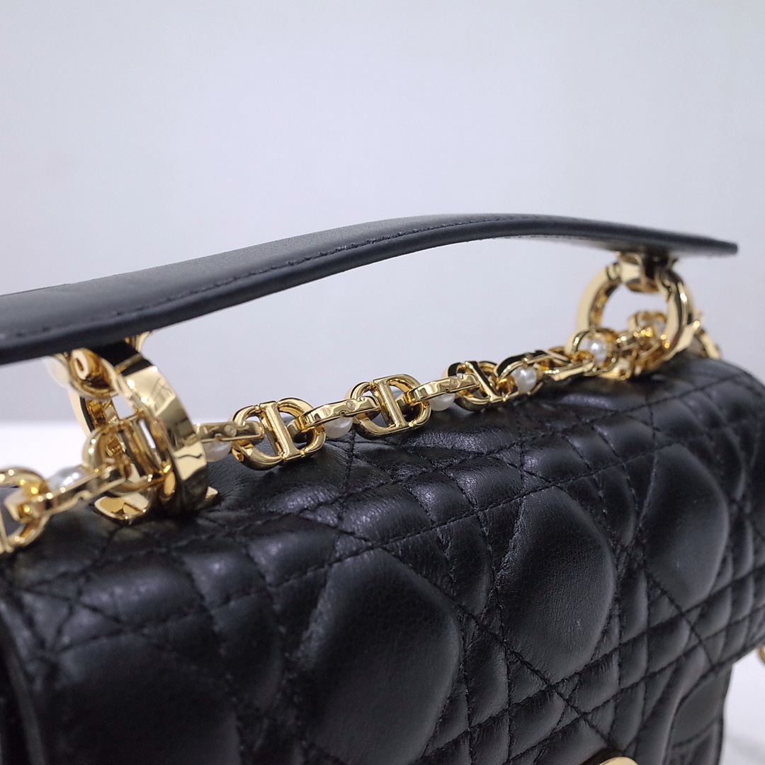 Mini Dior Jolie Top Handle Bag Black Cannage Calfskin